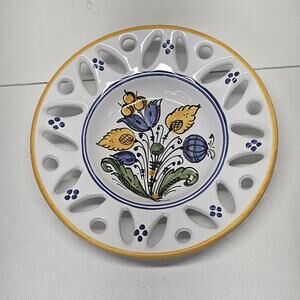 Vintage Hungarian Haban Pottery Folk Art Floral Decorative Wall Plate Small 6.5"